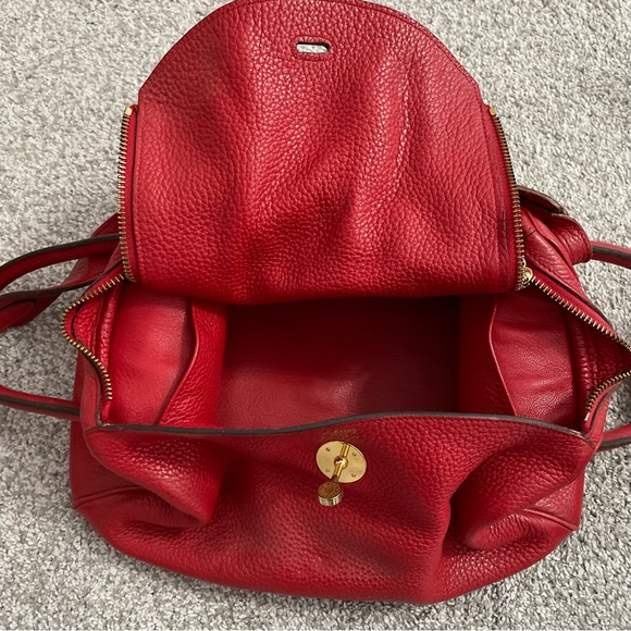 HERMÈS Lindy Lock Red Taurillon Clemence Leather Gold Handbag - Picture 6 of 14